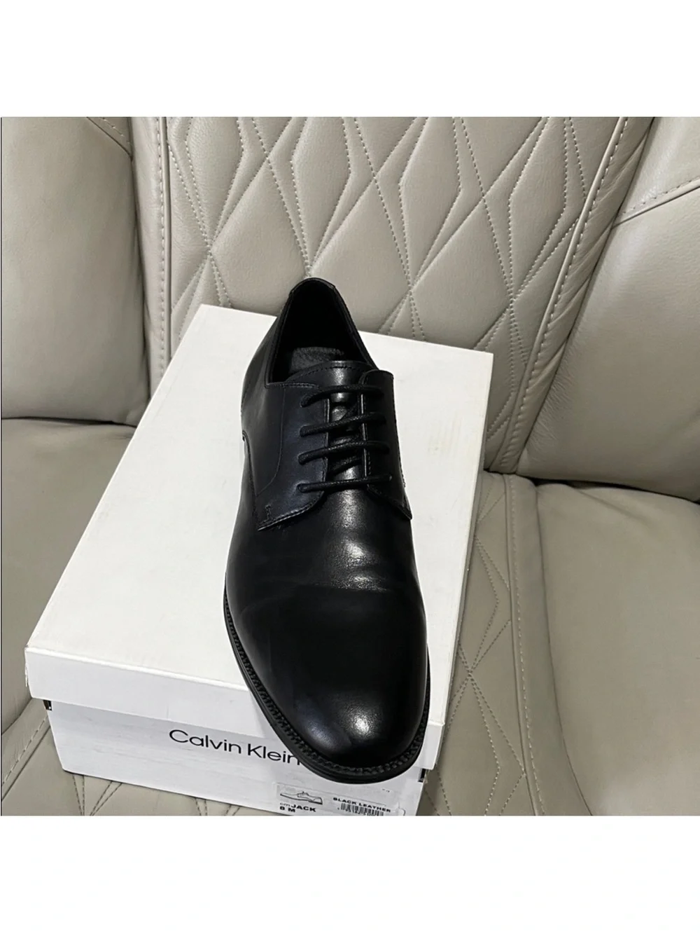 Calvin Klein Black Leather Derby Dress Shoe